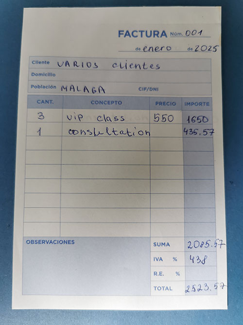 Accounting receipt showing victim payments