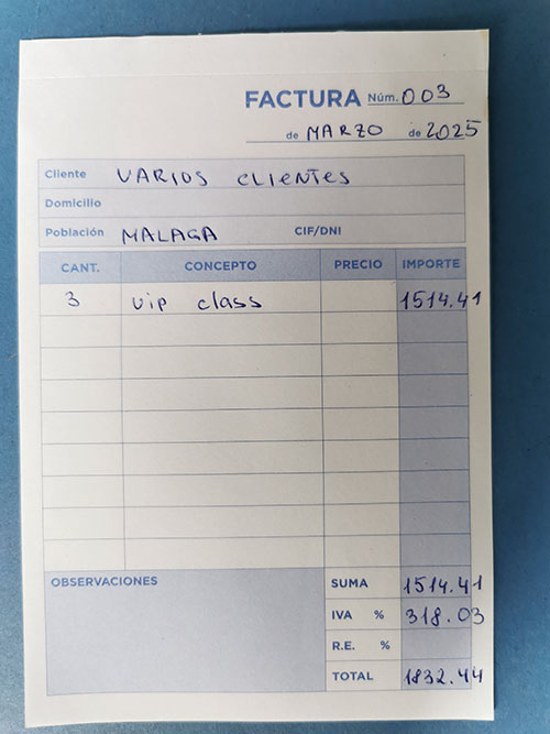 Accounting receipt showing victim payments